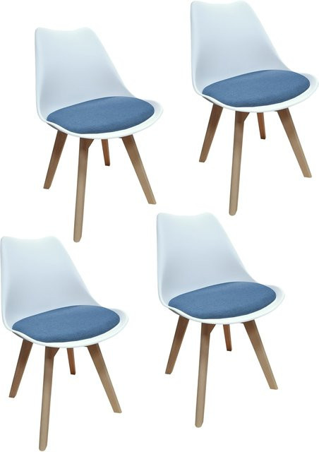HTI-Living Stuhl Atlanta in Weiß mit blauem Webstoff für dein Wohn- oder Esszimmer - Bild 1