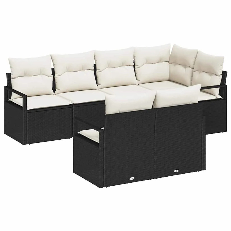 7-teiliges vidaXL Garten-Sofa-Set aus Poly-Rattan in Schwarz - Bild 2