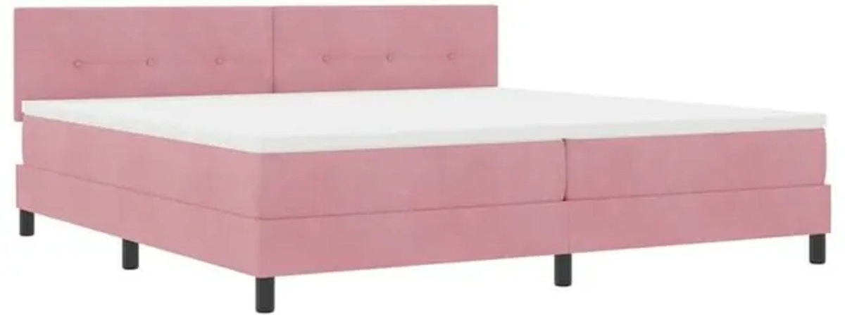 vidaXL Boxspringbett mit Matratze in Rosa aus Stoff, Modern und Minimalistisch, B/T/H: 200 x 200 x 88 cm - Bild 1
