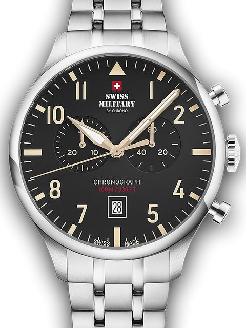 Swiss Military Chronograph, Quarz, Edelstahl, 43 mm, Herren - Bild 1