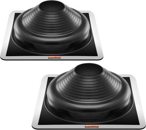 VEVOR 2er Set Dach-Rohrdurchführung aus EPDM mit Metallbasis, Schwarz/Silber, passend für Rohre von 6-3/4 bis 14 Zoll, für Schornsteine, Holzöfen und Außenbelüftungen - Bild 1