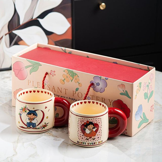 Kreatives Tassenpaar aus Keramik in Multicolour von Yiran Furniture mit 350 ml Volumen - Bild 1