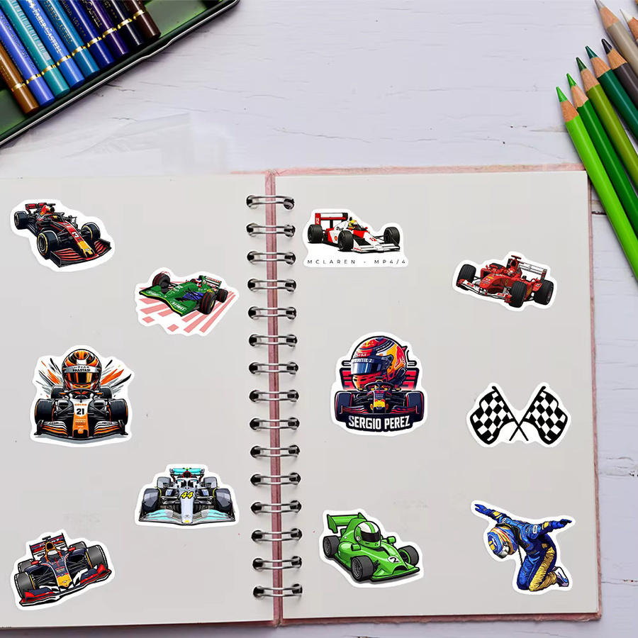 Wasserfeste Rennwagen-Aufkleber aus Vinyl in Multicolour für Laptop, Flasche und Scrapbook - Bild 2