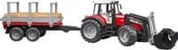 Bruder Massey Ferguson 7480 Traktor mit Frontlader und Holztransportanhänger - Bild 2