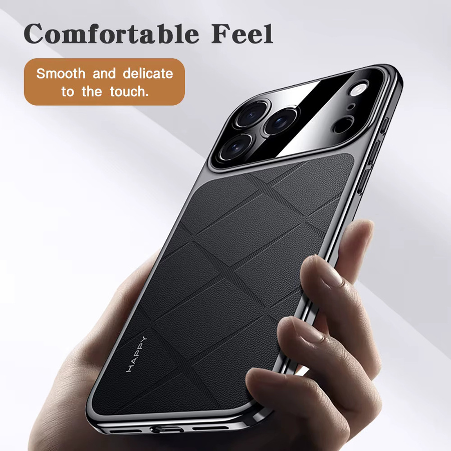 Luxus Leder Schutzhülle für Apple iPhone 17 Pro Max 16 15 14 13 in Schwarz mit stoßfestem Kamera-Schutz - Bild 3