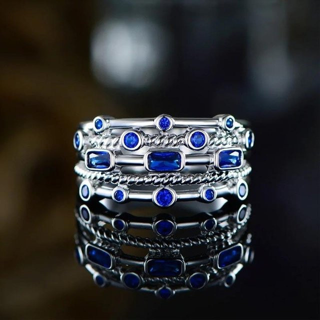 Huitan Ring, Zirkonia, Silber, Kupfer, Damen, Ringgröße 10 - Bild 1