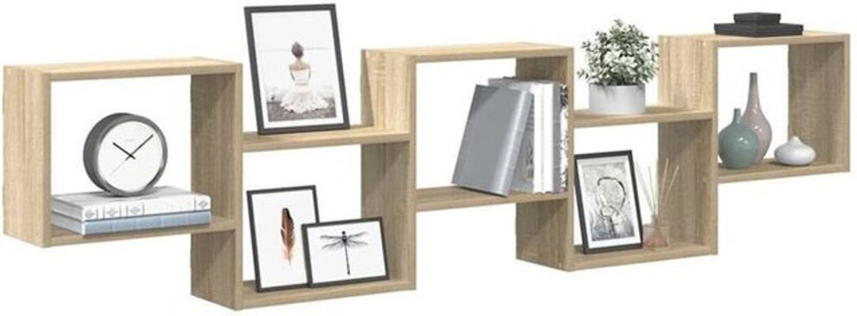 Vidaxl Wandregal in Eiche Natur mit 5 Fächern aus Holzwerkstoff für die minimalistische Wandmontage - Bild 1