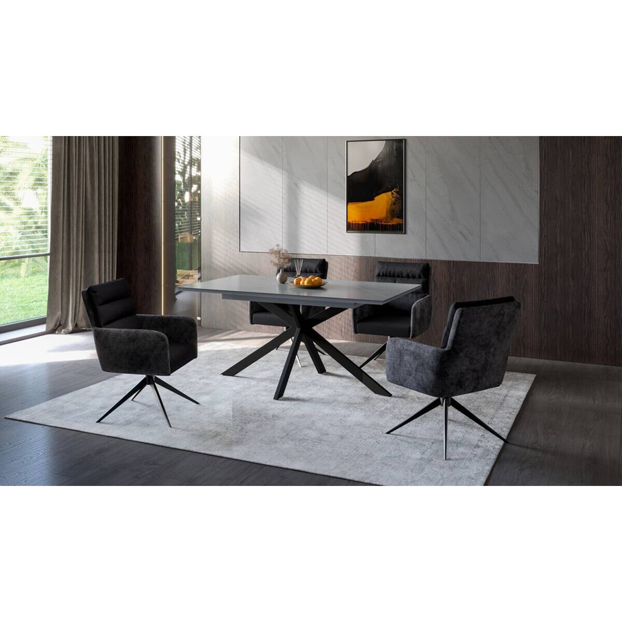 2er-Set Armlehnstühle Hela in Anthrazit aus Microfaser-Webstoff, B/H/T: 63 x 92 x 69 cm - Bild 3