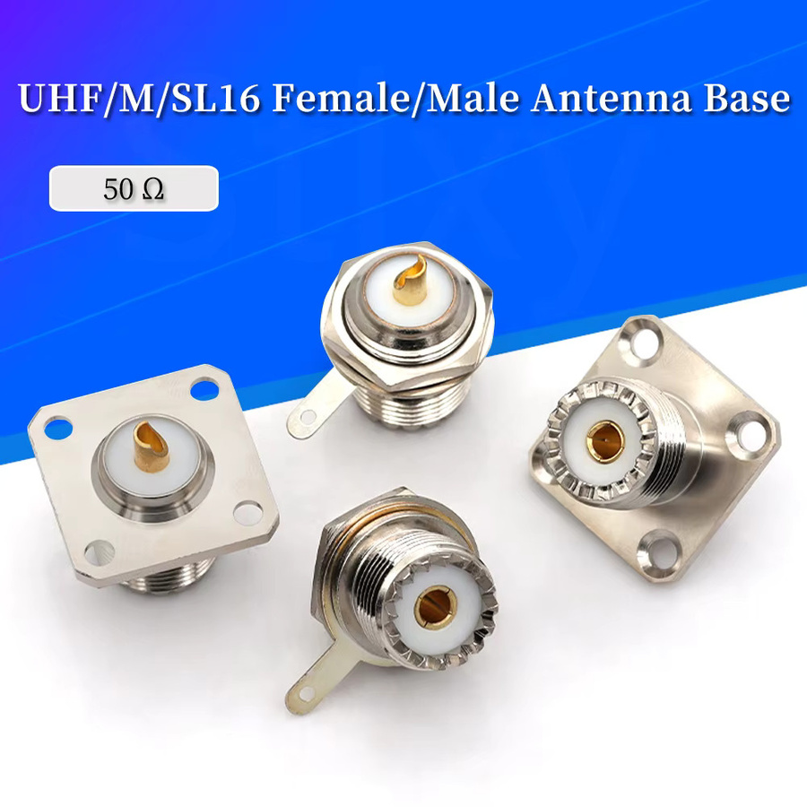 Stlxy UHF SO239 RF-Koaxialstecker und Buchse aus Messing in Silber mit 2/4-Loch-Flansch für die Schottmontage und Panelmontage per Lötanschluss - Bild 2