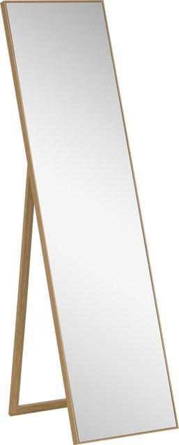 HOMCOM Standspiegel mit Holzmaserung in Silber und Hellbraun, Ganzkörperspiegel als Ankleide- und Schminkspiegel, B/T/H: 40 x 35 x 147 cm - Bild 1