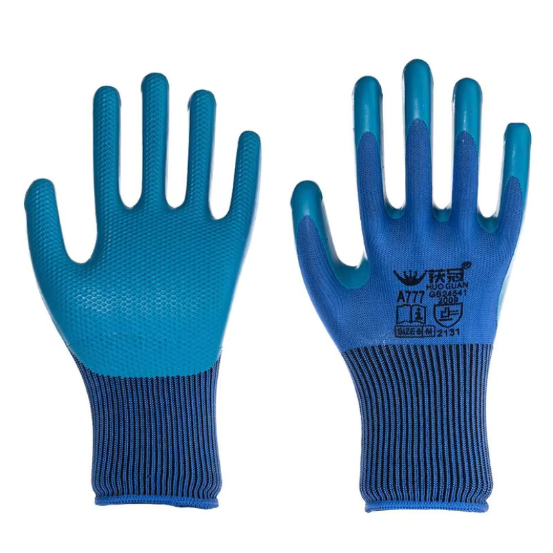 Verschleißfeste Latex-Arbeitshandschuhe mit Prägung in Blau, Größe M - Bild 4