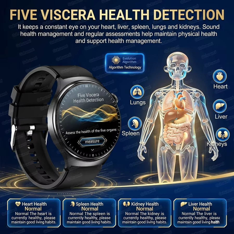 GUHUAVMI Smartwatch mit EKG-Funktion und Gesundheitsüberwachung für Harnsäure, Blutdruck und Blutsauerstoff in Braun - Bild 4