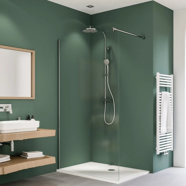 Breuer Walk-In Duschwand Entra in Silber Matt mit Klarglas, Breite: 140 cm - Bild 1