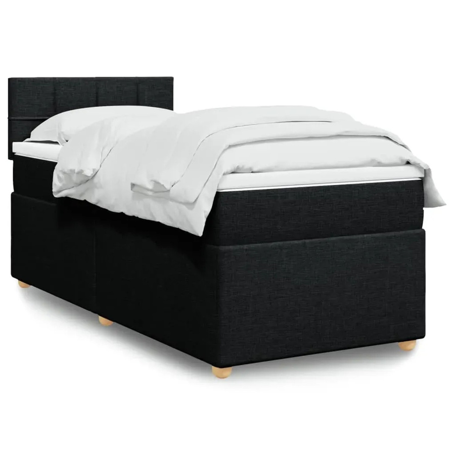 vidaXL Boxspringbett mit Matratze Schwarz aus Stoff mit USB-Ladeport und Unterbettbeleuchtung B/T: 80 x 200 cm - Bild 2