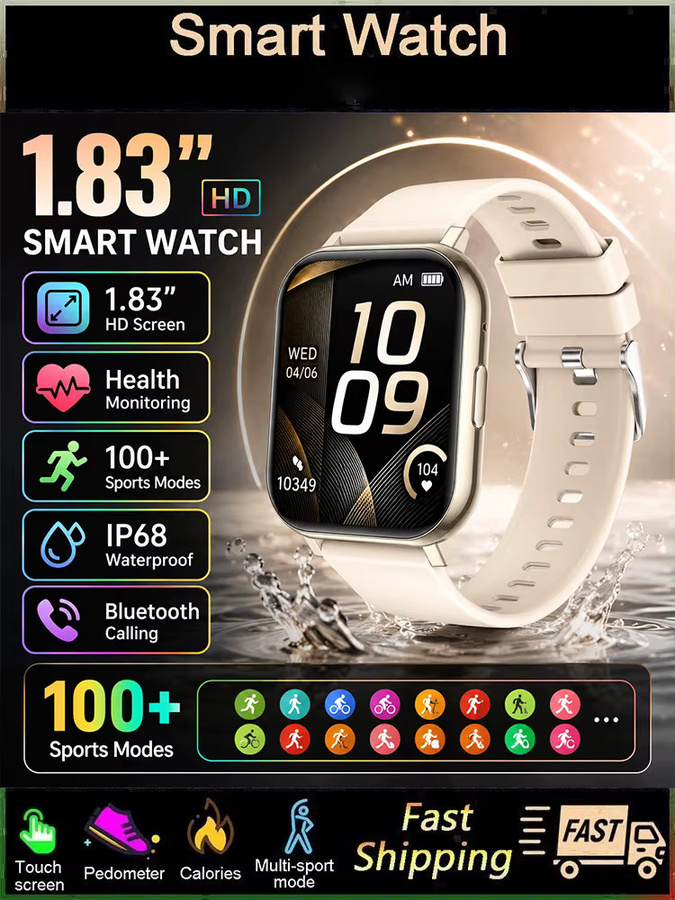 LIGE Smartwatch mit 1,83 Zoll HD-Display für Damen und Herren mit Gesundheitsüberwachung, Bluetooth-Anruf und wasserdichtem Gehäuse für Android und iOS - Bild 6