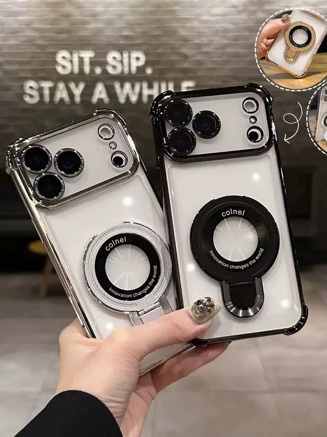 Eurynome U-Magnetständer Schutzhülle für iPhone 15 14 13 12 11 Pro Max Plus Air Transparent und Orange - Bild 6