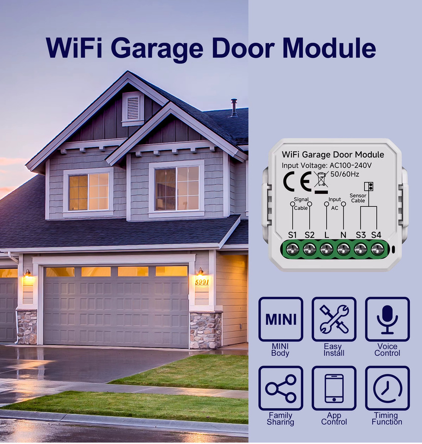 Tuya Smart Garagentoröffner WiFi/Zigbee Anwendungsmodul in Weiß für Smart Life, Alexa und Google Home Assistant - Bild 2