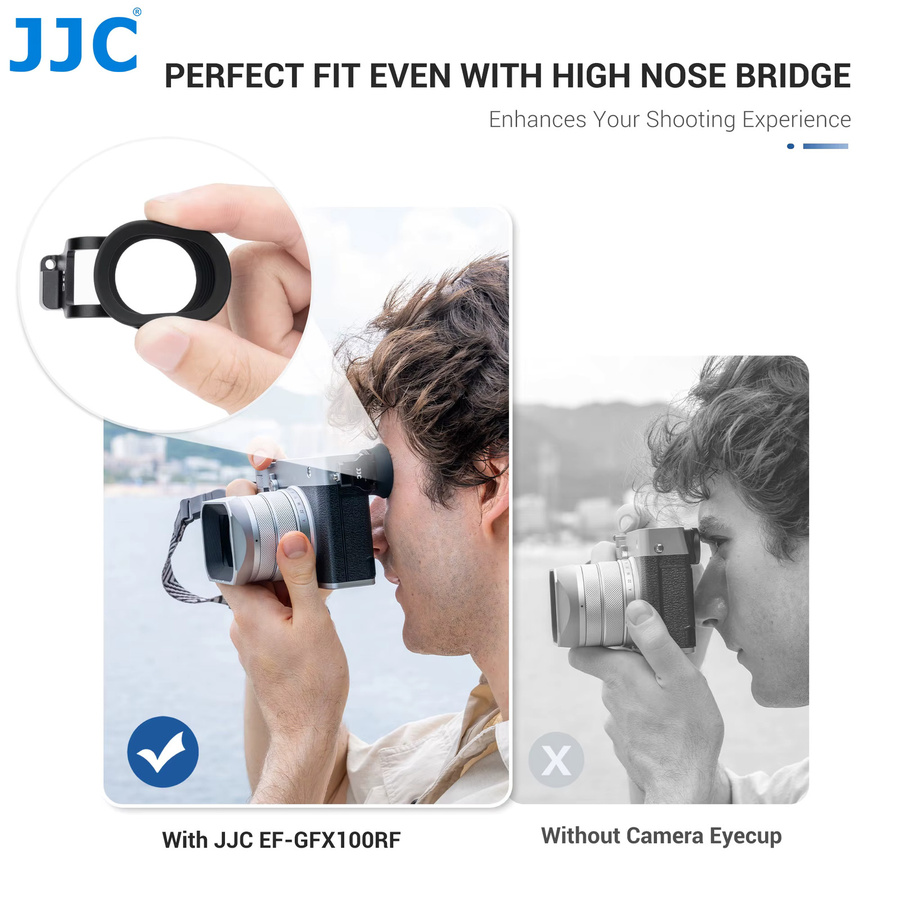 JJC Silikon-Augenmuschel-Adapter für Fujifilm GFX100RF in Schwarz und Silber - Bild 3