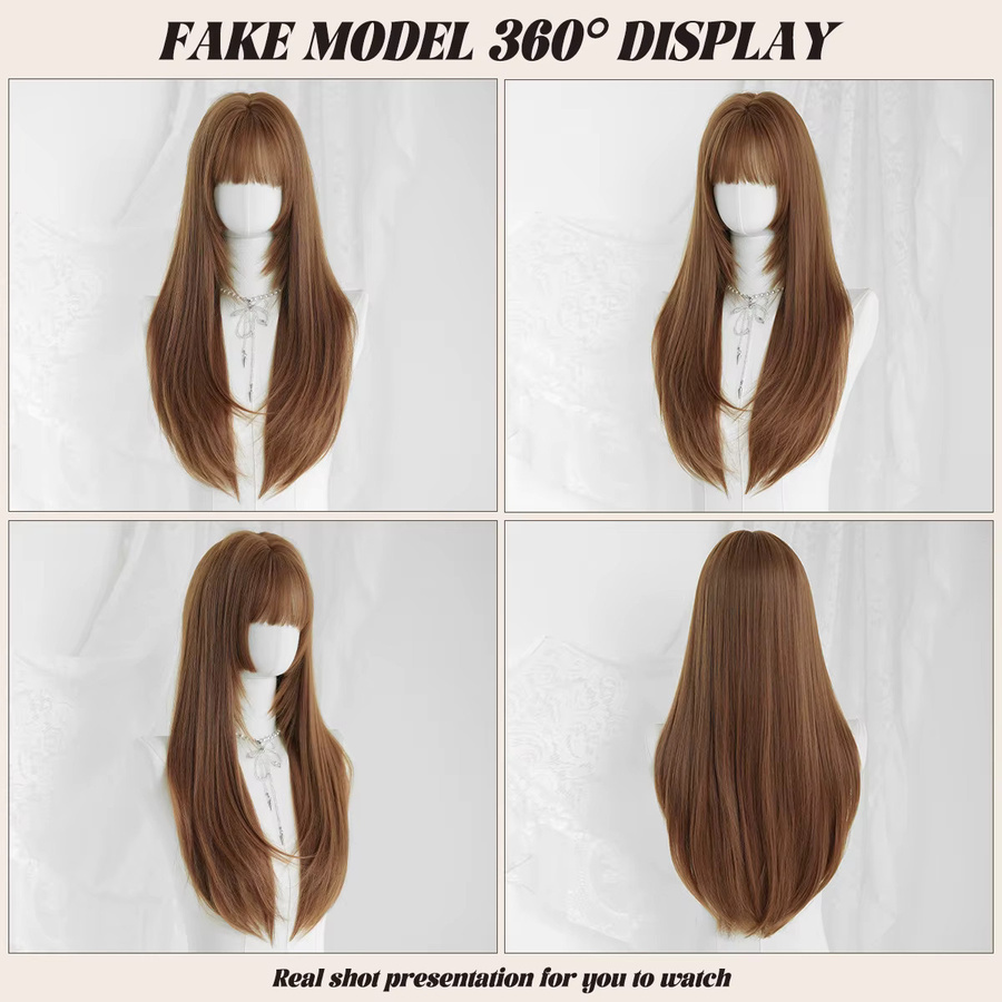 7JHH WIGS Perücke, lange geschichtete Haare, honigbraun, Damen - Bild 3