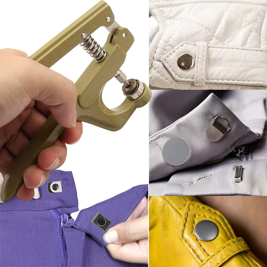 WORTHOFIRST Tragbare Handpresswerkzeuge für Druckknöpfe in Gold für Jeans, Lederhandwerk und DIY-Nähzubehör - Bild 3