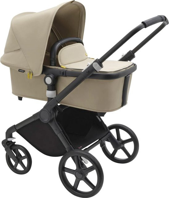 Bugaboo Cub Kombikinderwagen in Schwarz und Beige mit Aluminiumgestell, Schwenkrädern und Federung - Bild 1
