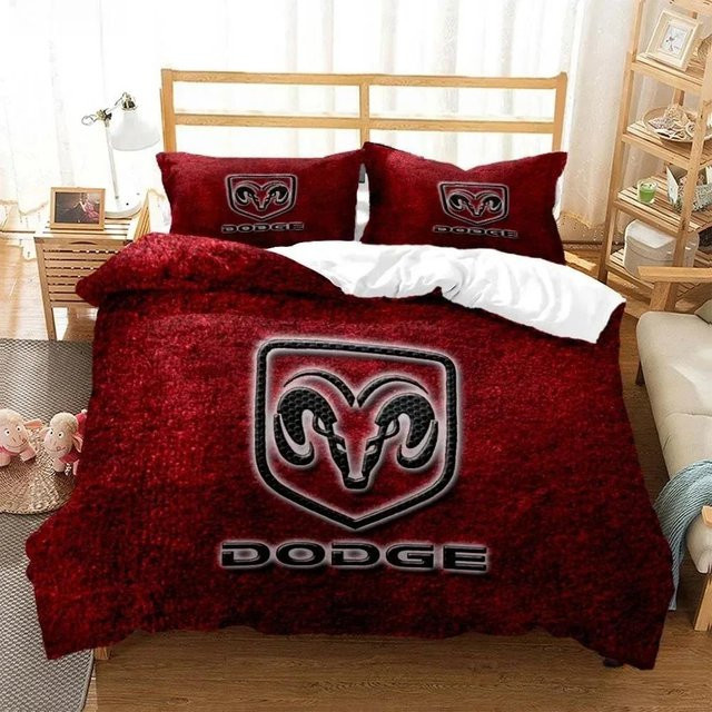 Bettwäscheset Dodge Ram mit Motiv, rot, aus Polyester, bestehend aus Bettbezug und Kissenbezügen, Breite: 135 cm, Länge: 200 cm - Bild 1
