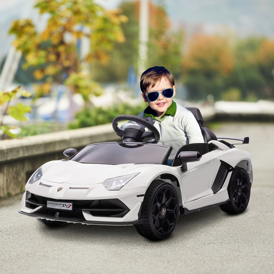 HOMCOM Kinder Elektroauto 12V, weißes elektrisches Fahrzeug, mit Fernbedienung, MP3-Player, Hupe & Licht, ab 3 Jahre - Bild 2