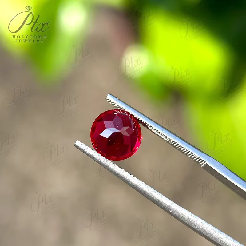 Holycome Jewelry Rubin, rund, taubenblutrot, Unisex - Bild 5