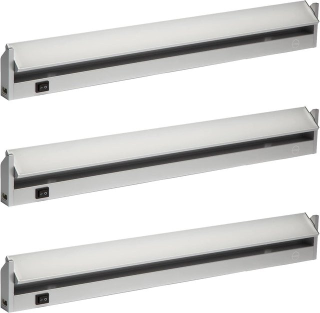 Oktaplex Aluminium Unterbauleuchte 3er Set in Silber, 91 cm Länge, 90 Grad schwenkbar, Neutralweiß, LED Küchenbeleuchtung - Bild 1