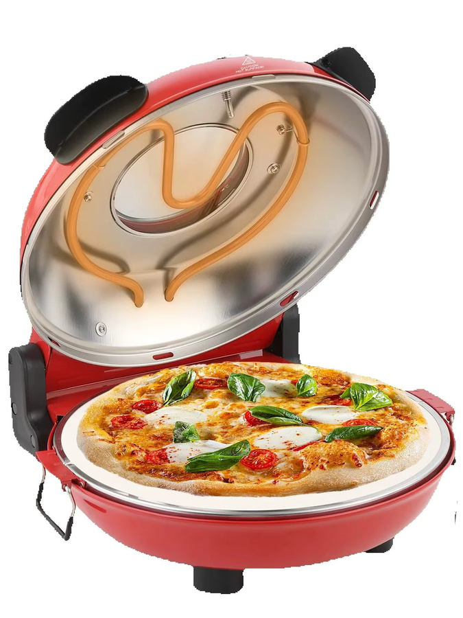 YIBAKE 12-Zoll Elektro-Pizzaofen in Rot mit Keramiksteinen für den Innenbereich, bis zu 420 °C - Bild 7