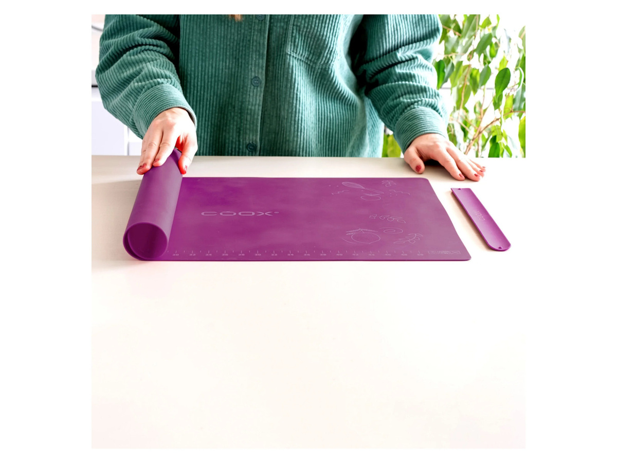 COOX Silikonbackmatte in Lila, rechteckige Backmatte zum Backen und Teigrollen, spülmaschinenfest und antihaftbeschichtet - Bild 2