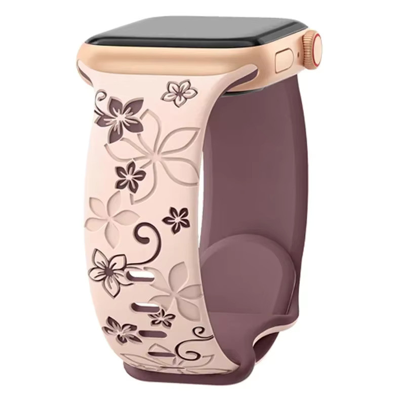 Uhrenarmband Silikon, Blumengravur, Apple Watch - Bild 2