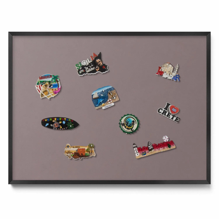Tulup Magnettafel Wanddekoration Hellbraun B: 80 cm, H: 60 cm mit schwarzem Rahmen für Reisemagnete - Bild 2