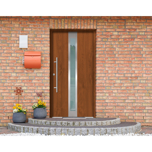 Splendoor Haustür RHODOS Prime aus Aluminium in Golden Oak Braun mit Glaseinsatz, H x B x T: 210 x 110 x 7 cm - Bild 2