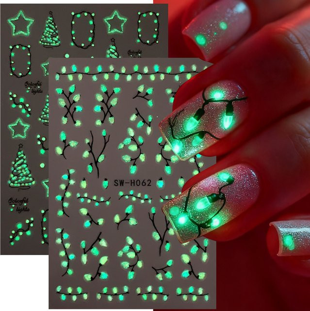 SWEET TREND Nagelaufkleber, Leuchtend, Weihnachten, 2 Stück - Bild 1