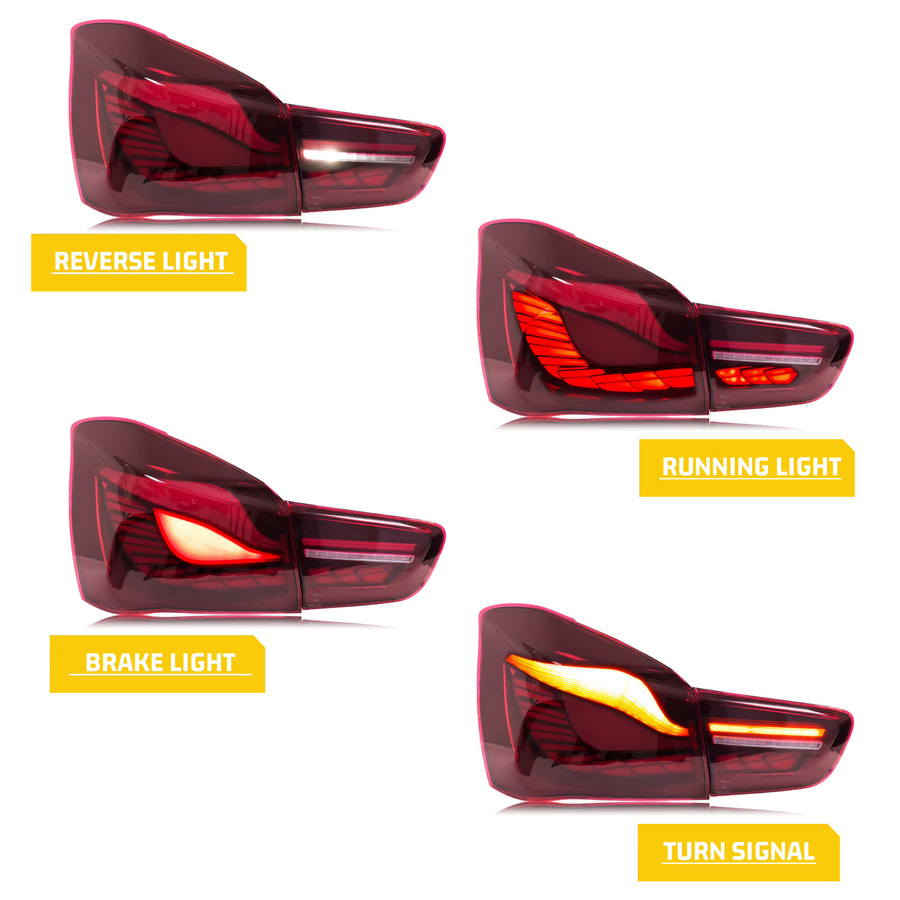 Voll-LED-Rückleuchten im Drachenschuppen-Design für BMW 1er 4er F32 F36 F20 LCI F21 M1 M4 in Rot, 2er-Set mit Plug-and-Play-Montage - Bild 2