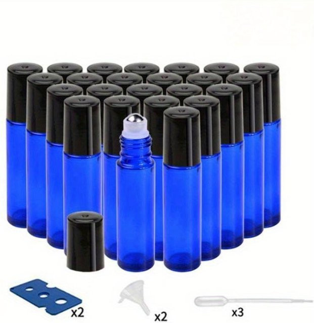 TESHILA Glasrollerflaschen für ätherische Öle, 10 ml, Kobaltblau, 24 Stück - Bild 1