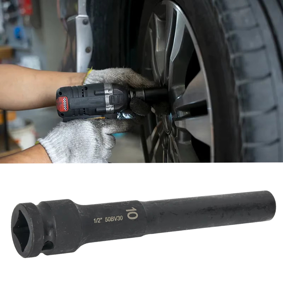VIBRATITE Steckschlüssel Hex Buchse Kopf 1/2 Zoll Adapter Set 8mm-24mm für pneumatische Werkzeuge, Länge: 128mm - Bild 1