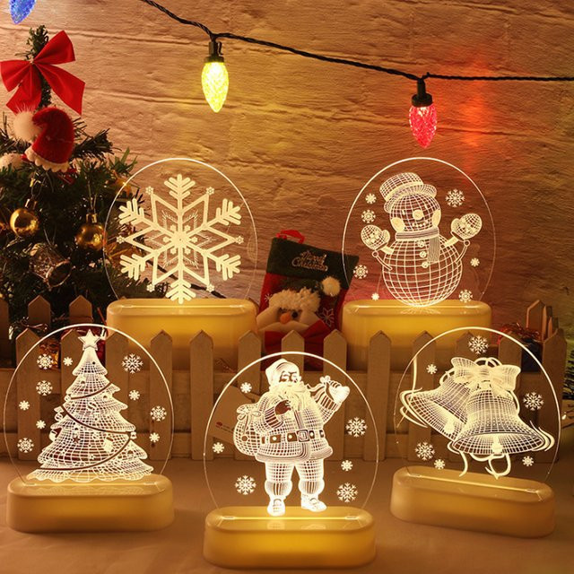 WEIGAO 3D LED Nachtlicht Santa Claus Acryl Tischlampe Weihnachtsdekoration - Bild 1