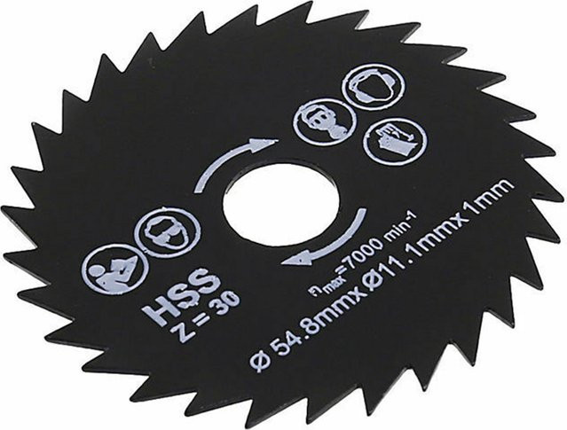 Vibratite 3er Set HSS Mini Kreissäge Klingen mit Diamant Schleifrädern zum Schneiden von Holz, Metall und Stein, Durchmesser: 54,8 mm - Bild 1