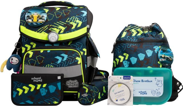 School-Mood Timeless Pro 7-tlg. Schulranzenset Elias Rennwagen in Blau und Multicolour - Bild 1