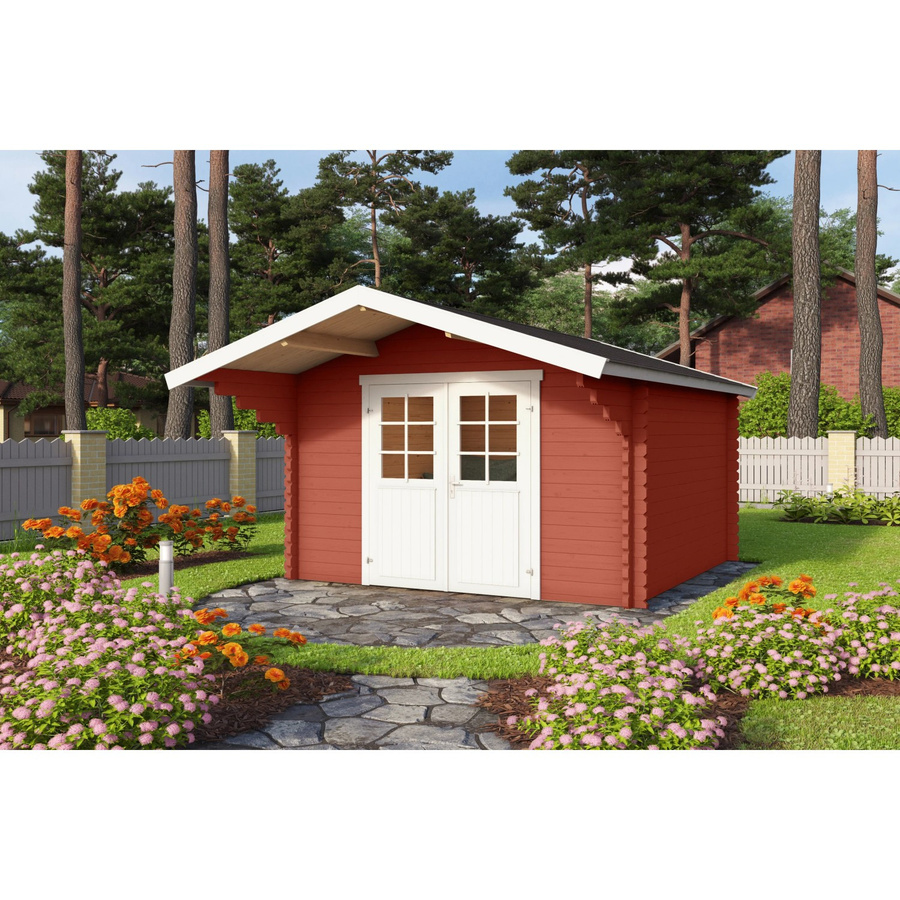 Lasita Holz-Gartenhaus Viljandi 34 mit Satteldach in Schwedenrot, B/T/H: 339,7 x 445 x 245,1 cm - Bild 2