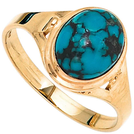 Colfem Ring 585 Gelbgold, Türkis, Damen, Ringgröße 58 - Bild 1