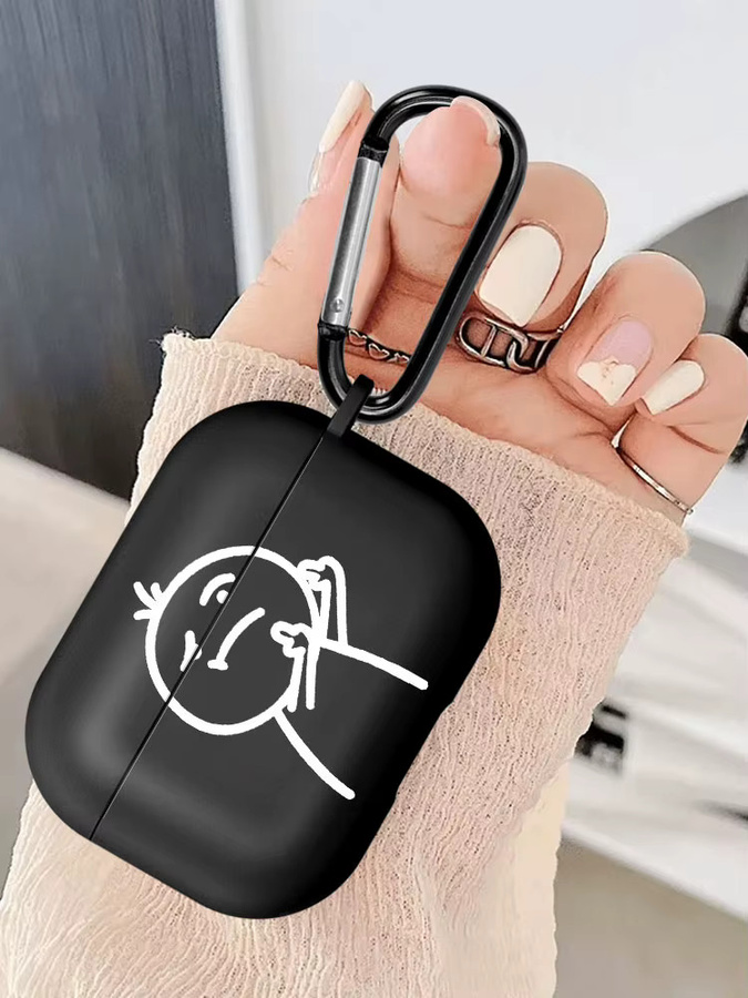 Schutzhülle für Apple AirPods Pro (1, 2, 3) und AirPods 4 mit lustigen Stickman-Figuren in Schwarz - Bild 7