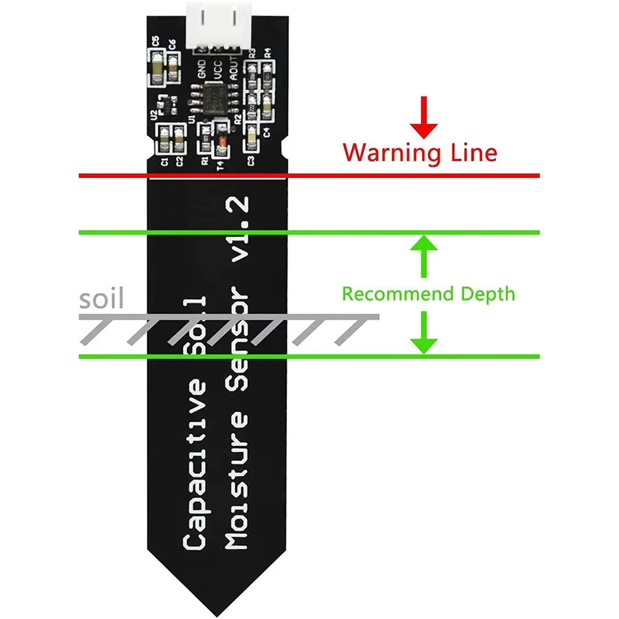 AOKIN Kapazitiver Bodenfeuchtigkeitssensor in Schwarz für Arduino und Gartenbewässerung - Bild 5