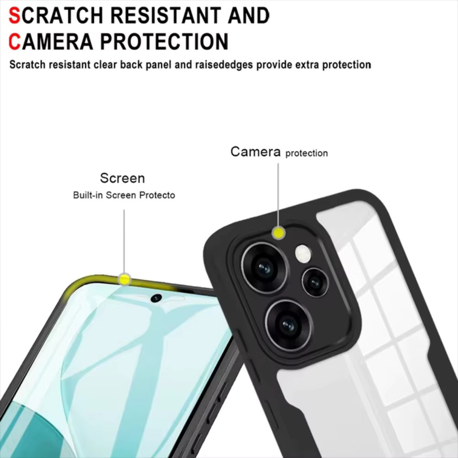 TPU-Hybrid-PC-Hülle mit farbigem Rahmen und integriertem Displayschutz für OPPO Reno 15, 14 und 13 Pro Max in Blau oder Schwarz - Bild 3