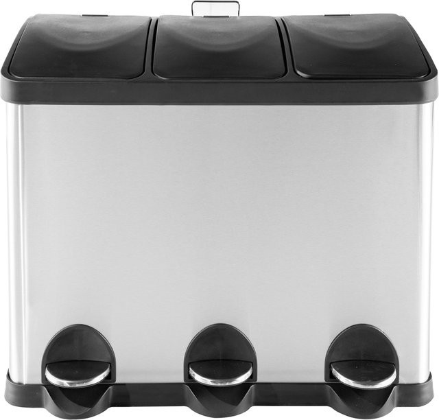 HTI-Living Mülltrenner mit Pedal aus Edelstahl und Kunststoff, 45 Liter, Silber Schwarz - Bild 1