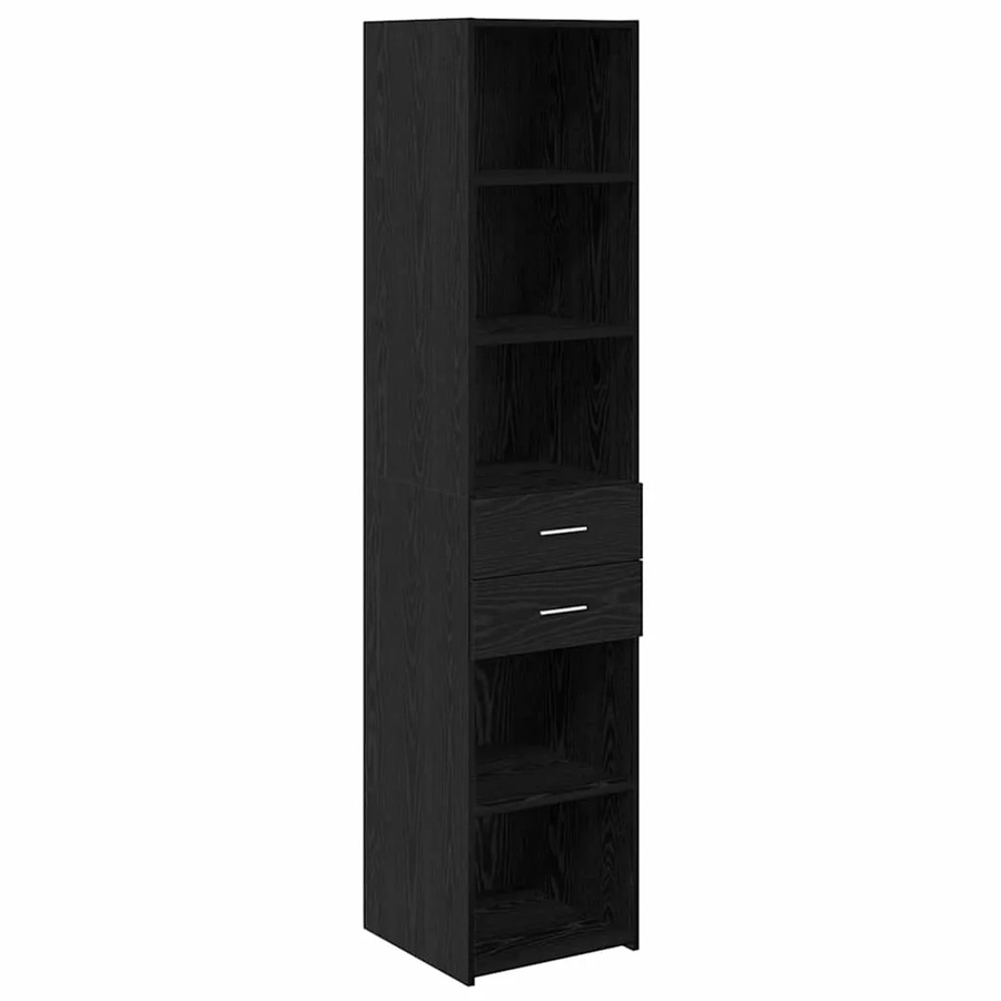vidaXL Highboard in Schwarz und Eichen-Optik mit Türen und Schubladen, B/T/H: 40 x 42,5 x 185 cm - Bild 2