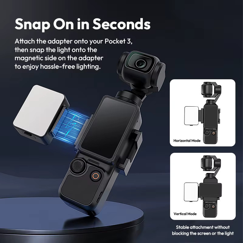 Ulanzi LM001 Pocket 3 Mini-Licht Schwarz: 3-stufige LED-Videoleuchte für DJI OSMO Pocket 3, ideal für Fotografie, Livestreaming und Vlogging - Bild 3