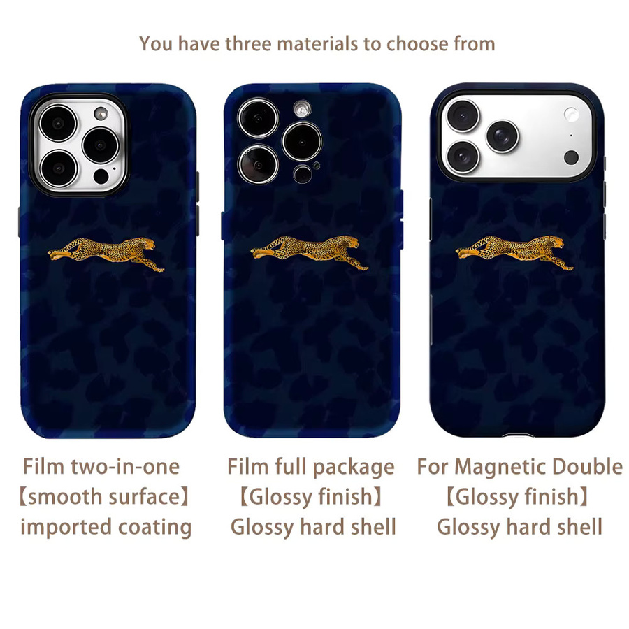 Potdemiel Robuste Handyhülle mit Leopardenmuster für iPhone 17 16 15 14 13 Pro Max Plus in Blau - Bild 2